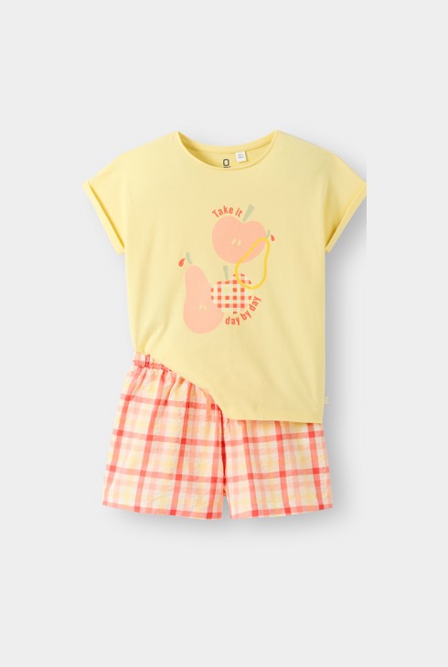 Pyjama court fruits jaune fille 2