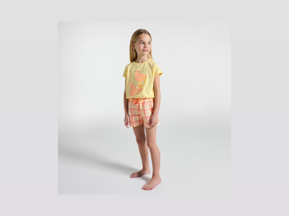 Pyjama court fruits jaune fille 1