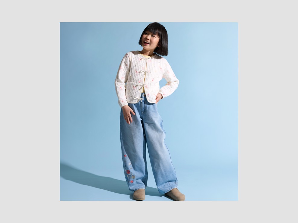 Jean fleuri bleu fille 1