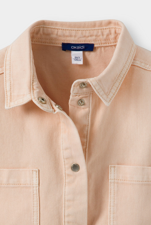 Veste denim sans manches rose fille