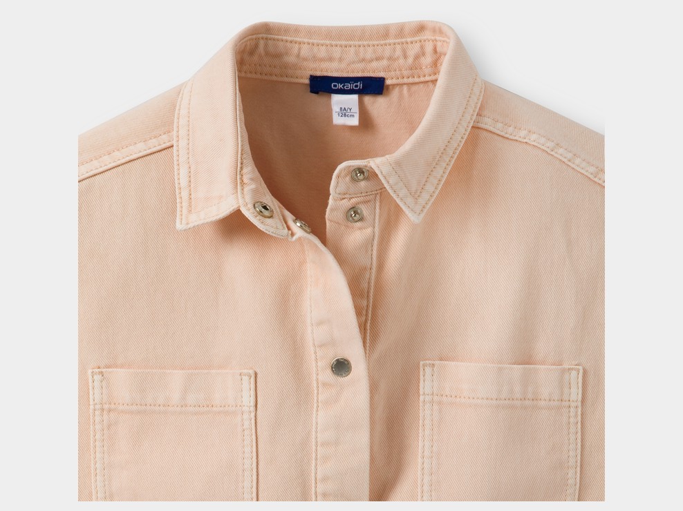 Veste denim sans manches rose fille 2