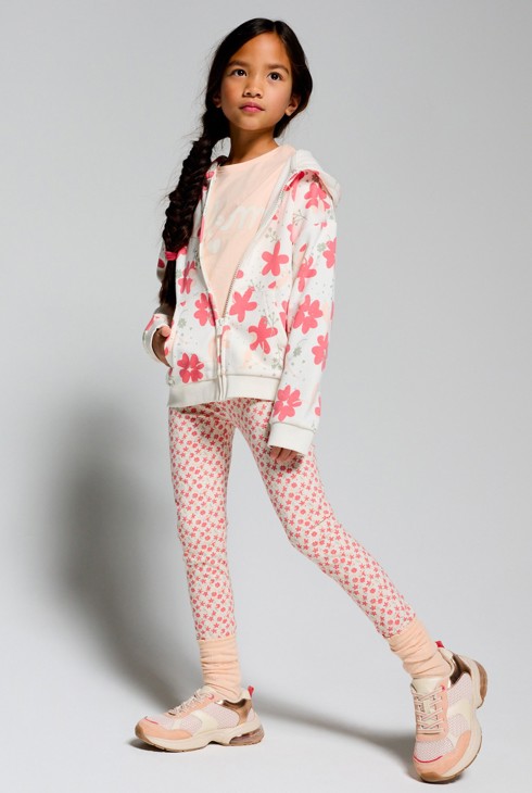 Legging blanc motif fleuri Fille 1
