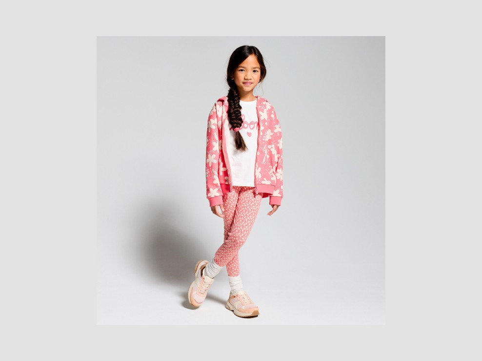 Leggings rosa con motivo a fiori bambina 1