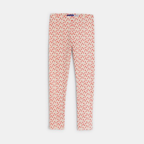 Legging Blanc Motif Fleuri Fille - Blanc Meringue - 3A - OKAIDI