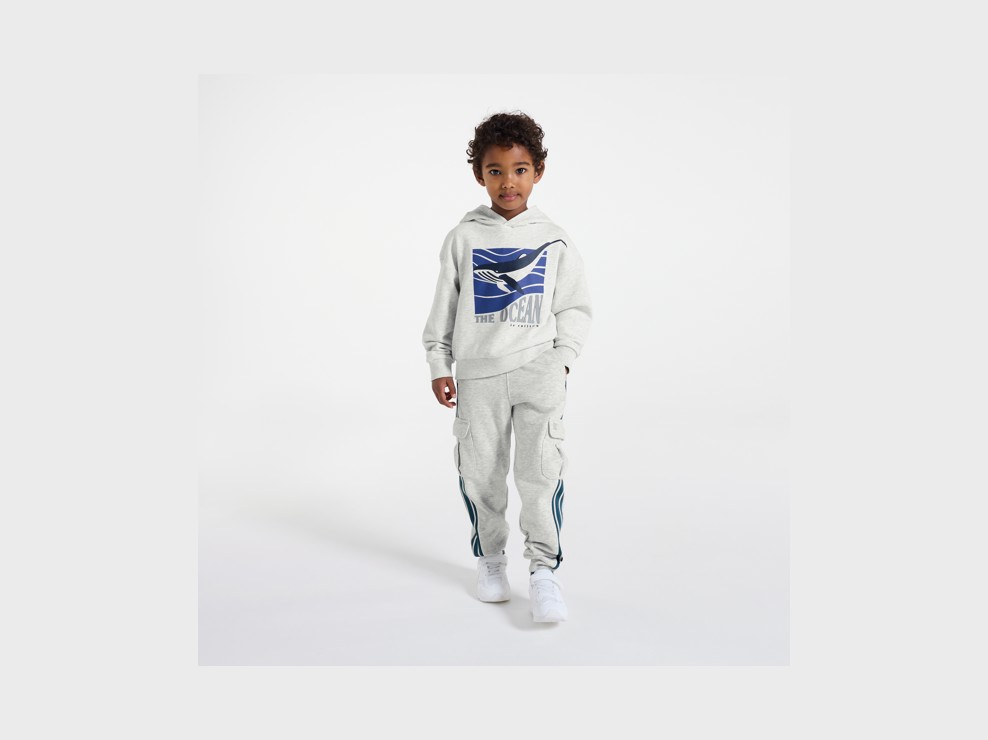 Sweat à capuche molleton gris garçon 1