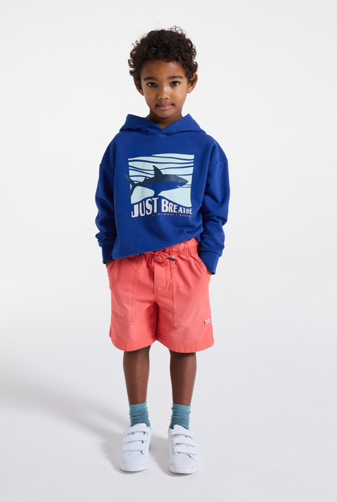 Blaues Molton-Sweatshirt mit Kapuze für Jungen 1