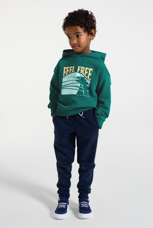 Grünes Sweatshirt aus Molton mit Kapuze Junge 1