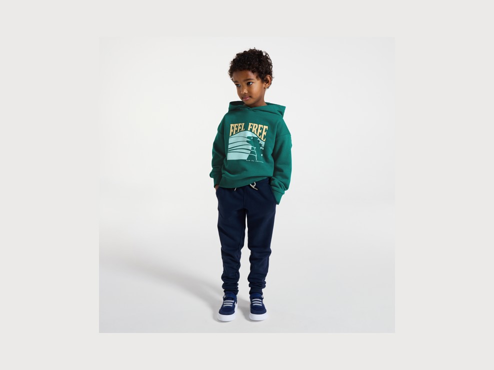 Grünes Sweatshirt aus Molton mit Kapuze Junge 1