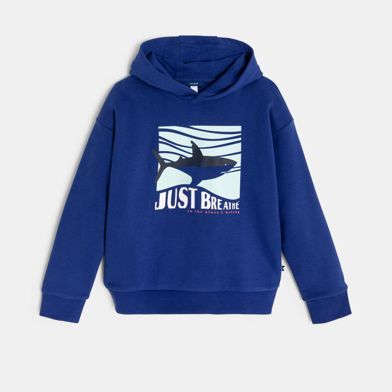 Blaues Molton-Sweatshirt mit Kapuze für Jungen