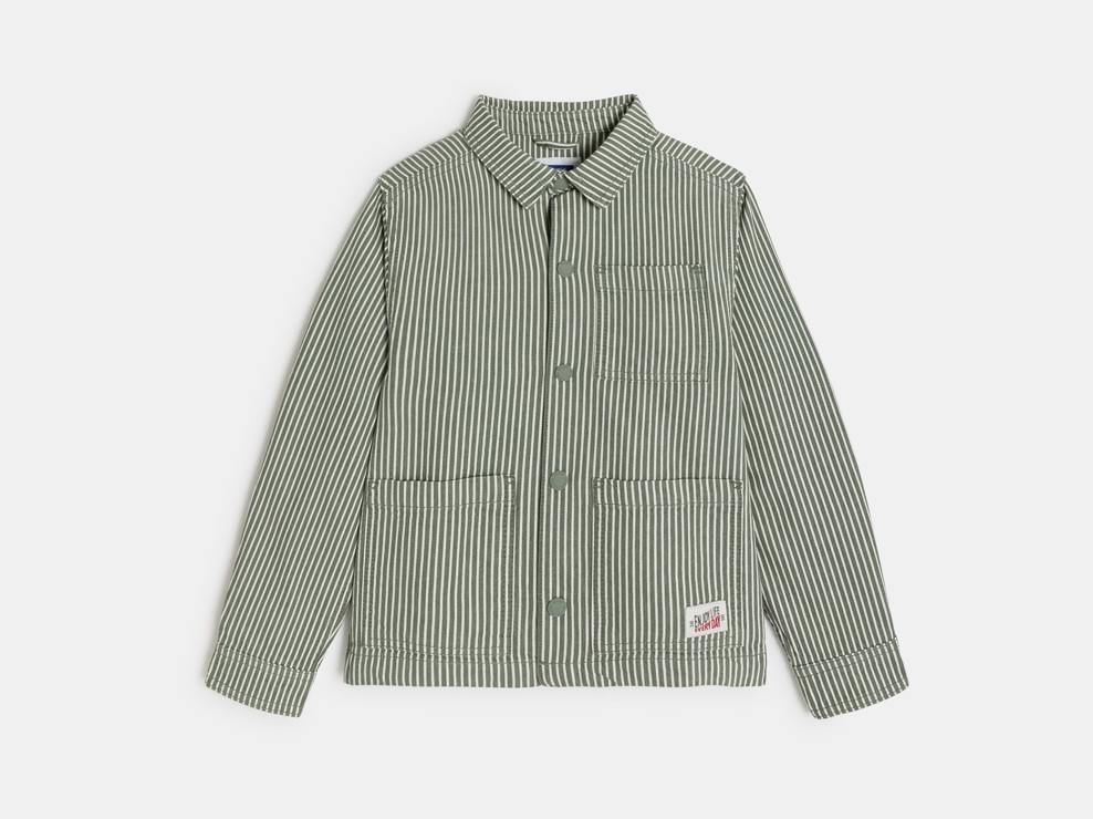 Veste workwear rayée vert fille 2