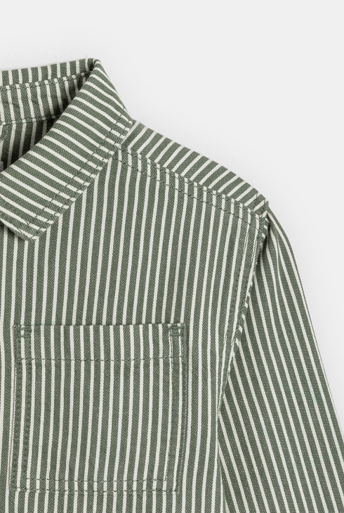 Veste workwear rayée vert fille