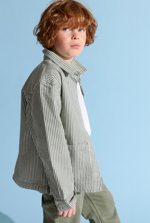 Groen workwear-jasje met strepen voor meisjes 1