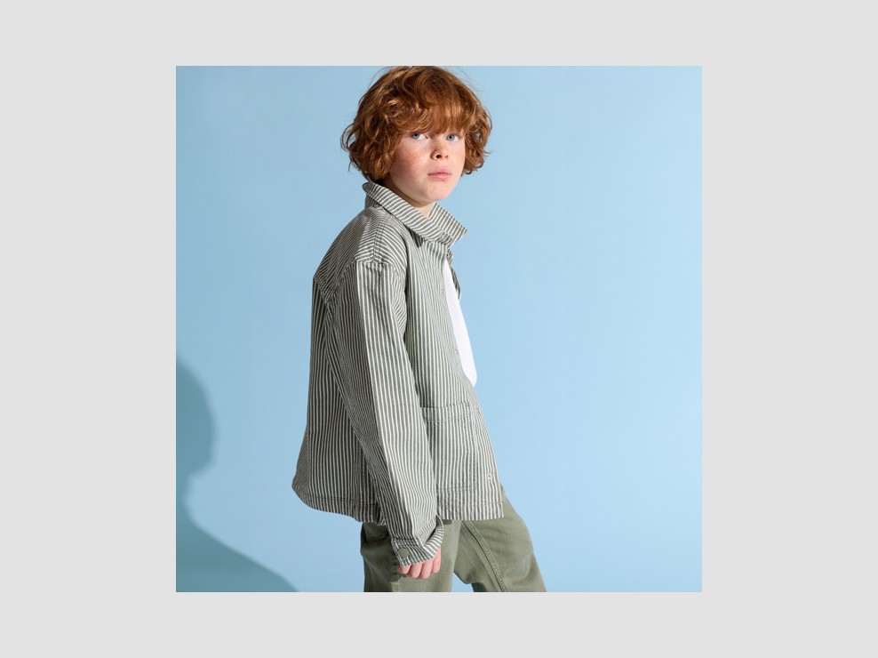 Veste workwear rayée vert fille 1