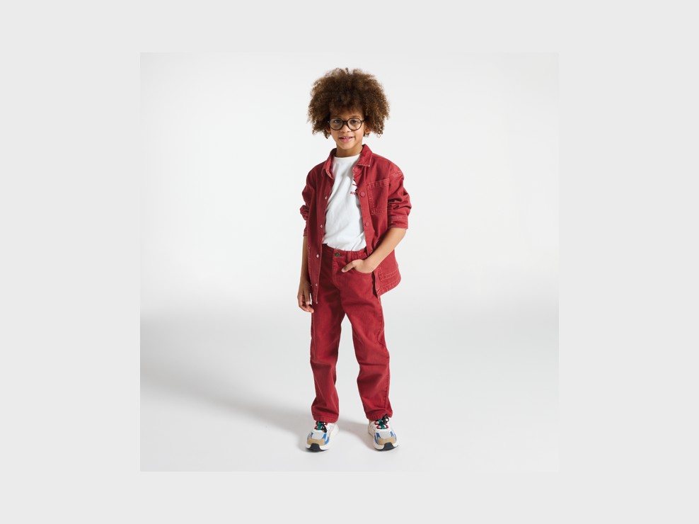 Workwear-Jacke gestreift rot Mädchen 1