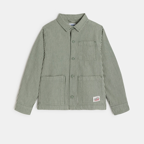 Veste Workwear Rayée Vert Fille - Rayures Vert - 6A - OKAIDI