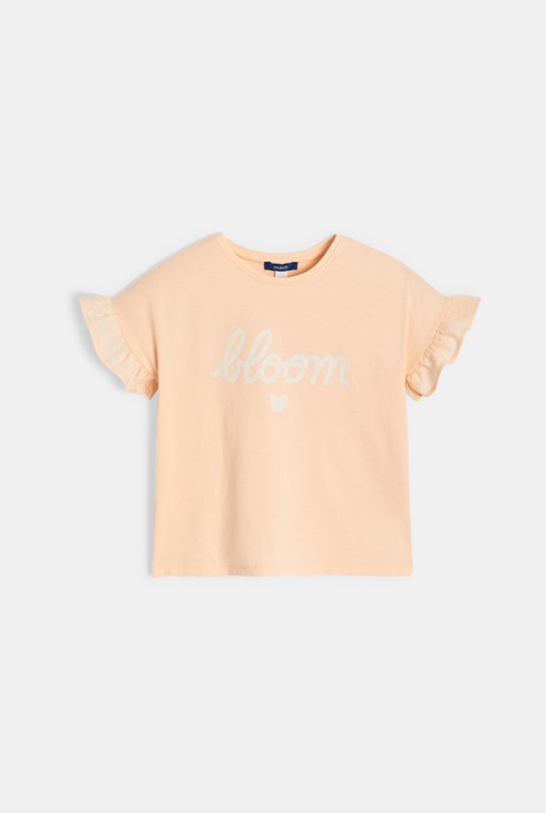 T-shirt orange à volants Fille 1