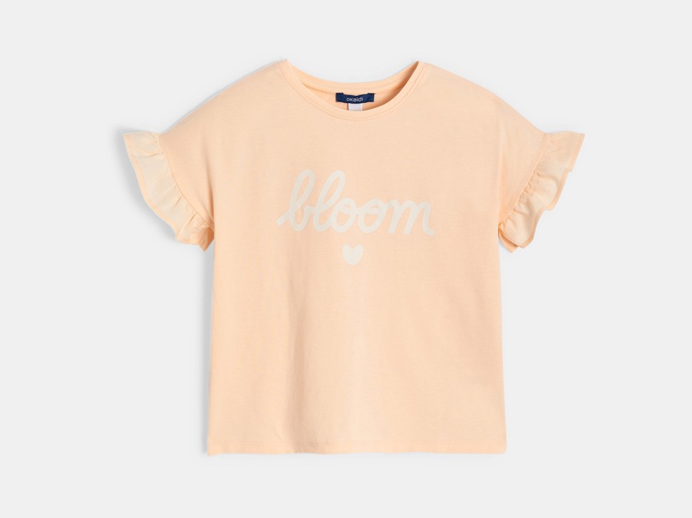 Dekliška oranžna majica z volančki 1