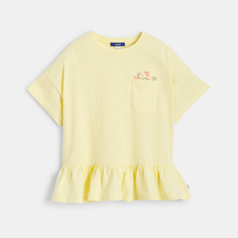 Gelbes T-Shirt mit Volant für Mädchen