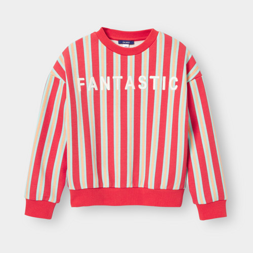 Sweat Rouge Rayé Garçon - Rayures Multicolore - 6A - OKAIDI