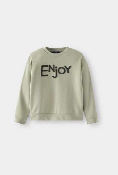 Sudadera muletón bordado verde niño 1