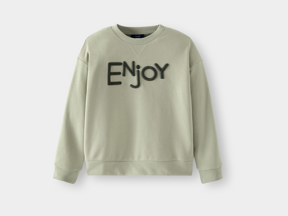 Groene fleece sweater met borduursel voor jongens 1