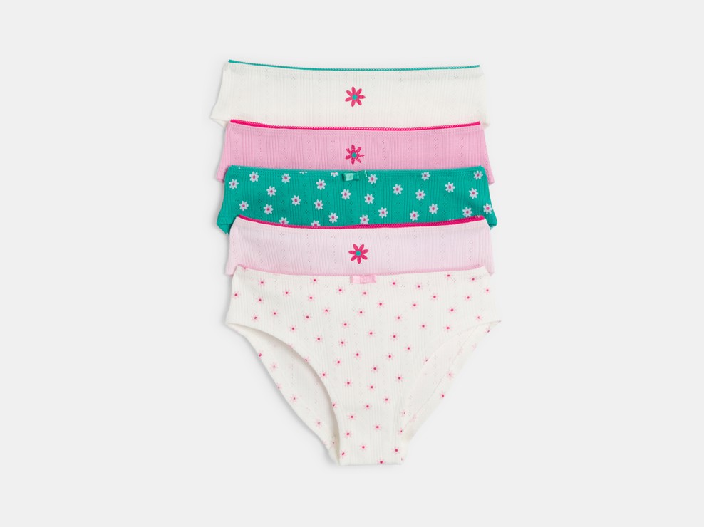 Culottes pointelle fleuries fille (lot de 5) 1