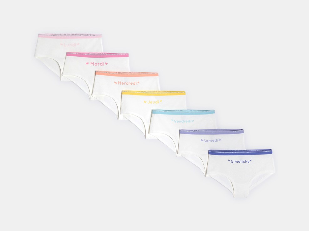 Lot de culottes boxer fantaisie blanc Fille 1