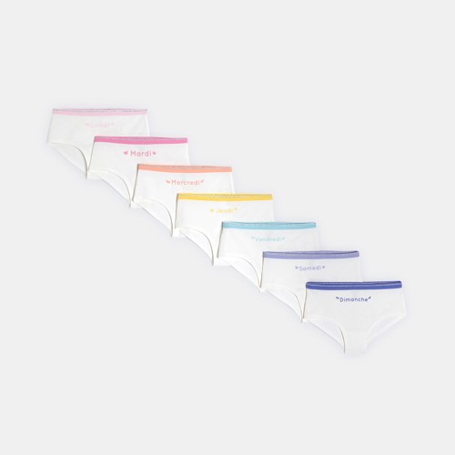 Lot De Culottes Boxer Fantaisie Blanc Fille - Blanc Écru - 8A - OKAIDI