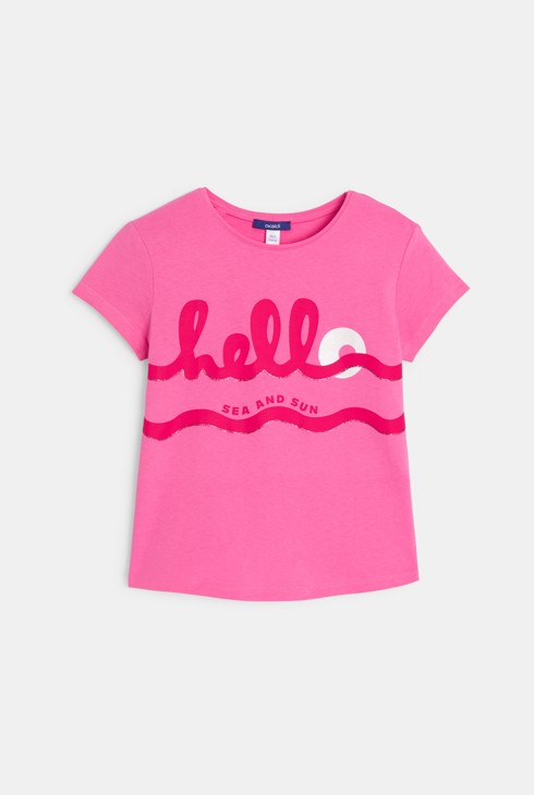 T-shirt rose à message Fille 1