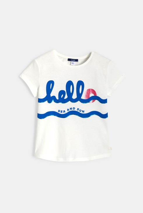 Weißes T-Shirt mit Schriftzug für Mädchen