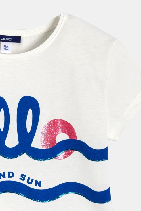 Weißes T-Shirt mit Schriftzug für Mädchen