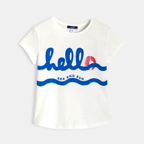 T-shirt Blanc À Message Fille - Blanc Écru - 8A - OKAIDI