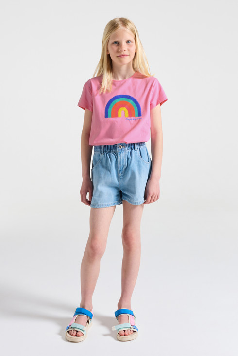 Girl's pink rainbow magic sequin T-shirt 1