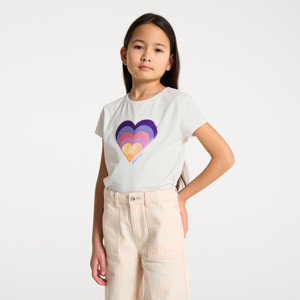 T-Shirt Herz Zauberpailletten weiß Mädchen