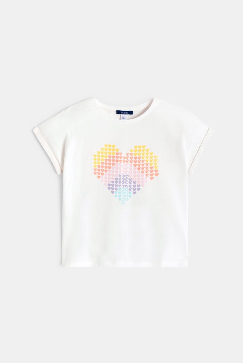 T-shirt bianca con motivo cuore bambina 2