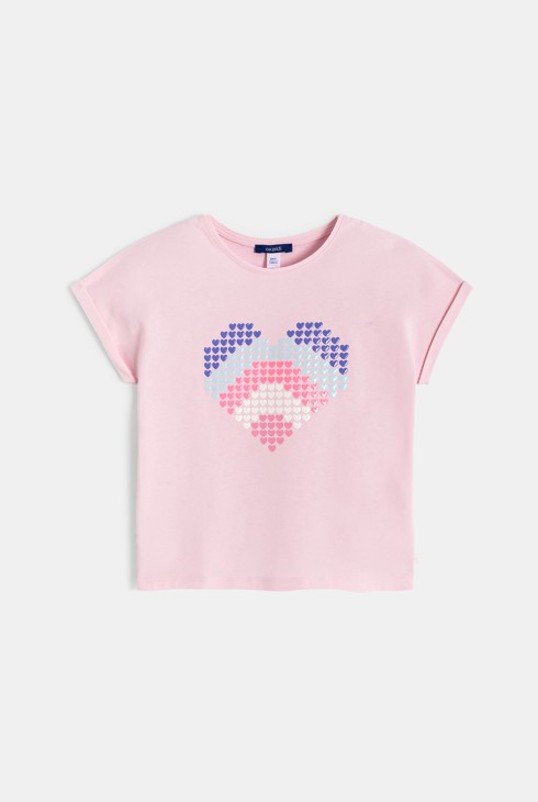 T-shirt rosa con motivo cuore bambina 2