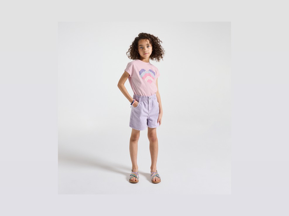 T-shirt rose à motif coeur Fille 1