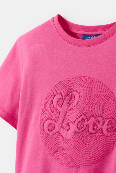 T-shirt brodé rose fille