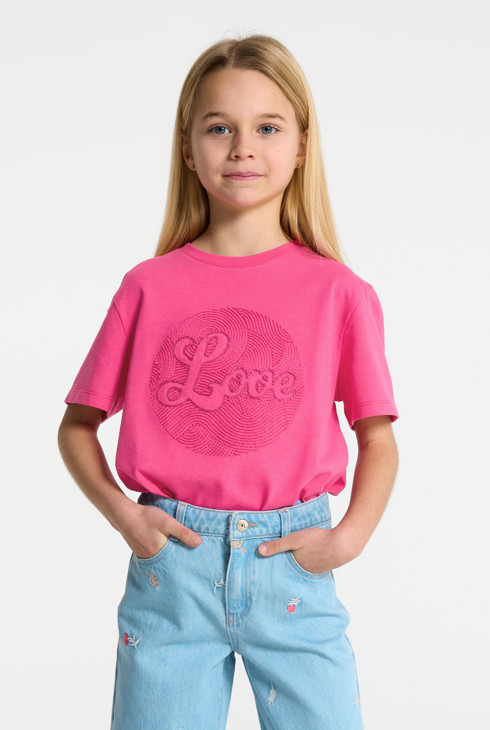T-shirt brodé rose fille 1