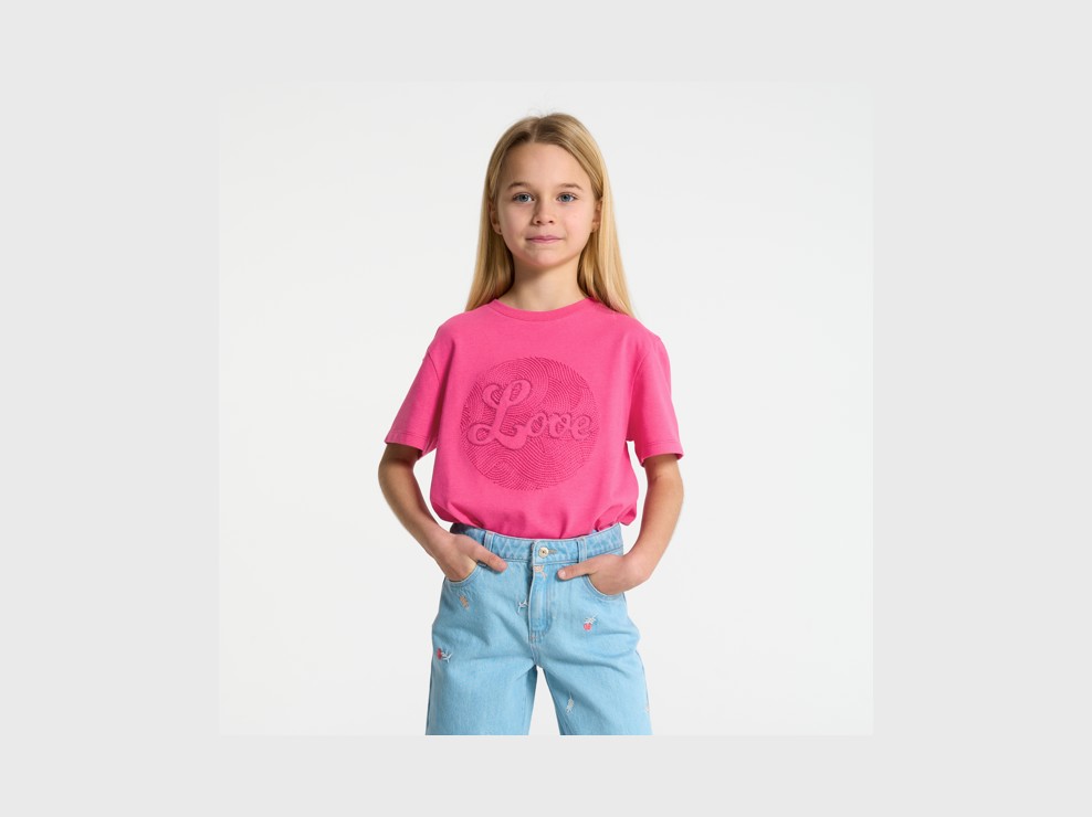 T-shirt brodé rose fille 1