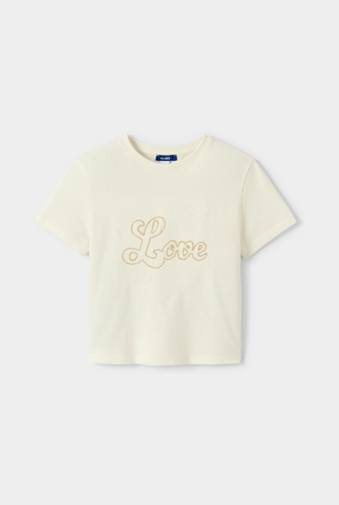 Camiseta blanca cruda «Love» para niña 1