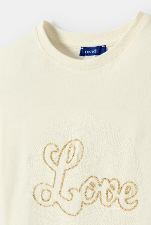 Camiseta blanca cruda «Love» para niña 2