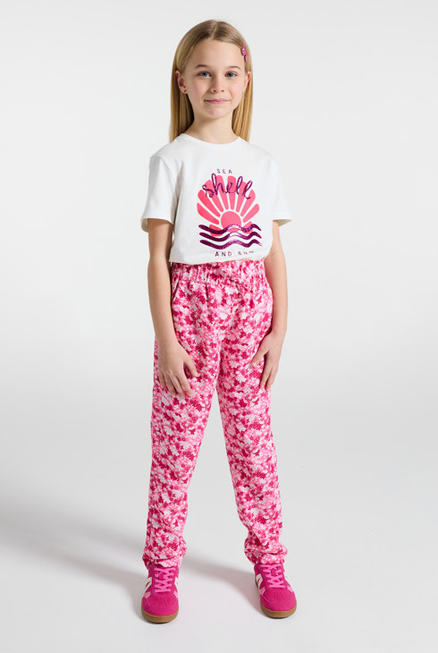 Samarreta blanca amb estampat màniga curta nena 1