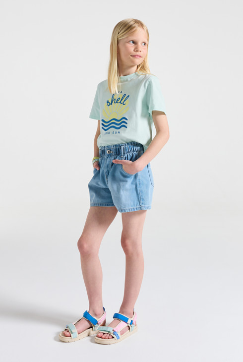 Girl's green printed T-shirt 1