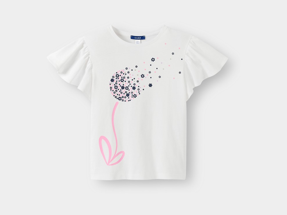 T-Shirt Jersey Blume weiß Mädchen 1