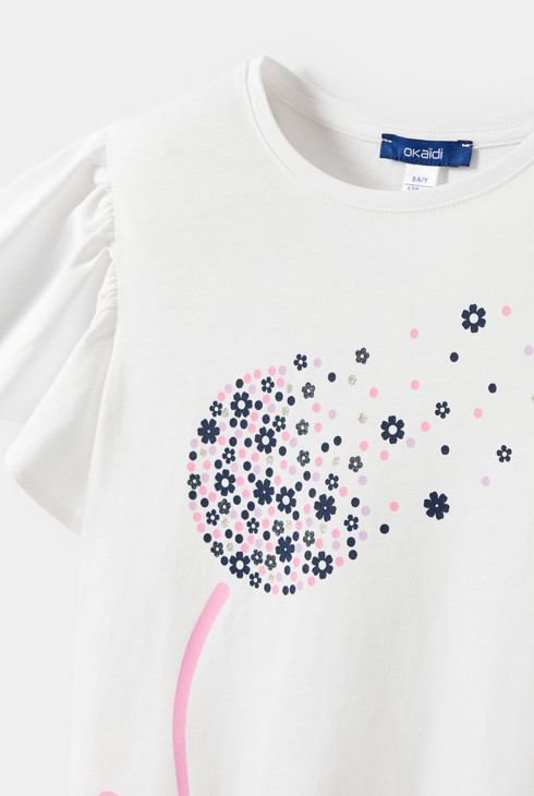 T-Shirt Jersey Blume weiß Mädchen 2