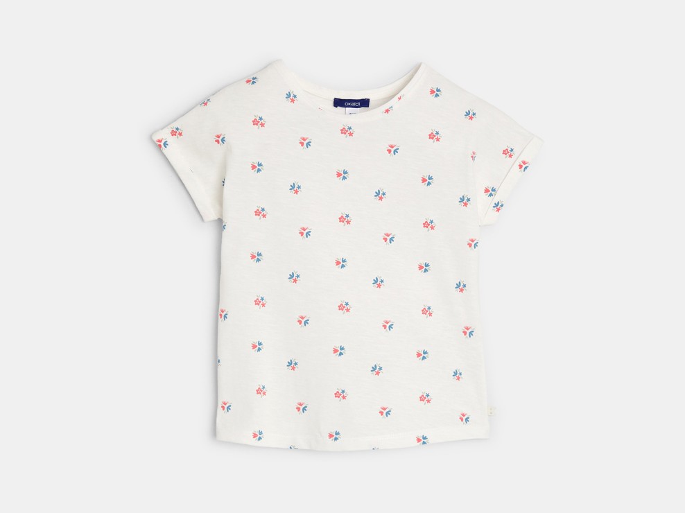 T-shirt bianca con motivo a fiori bambina 2