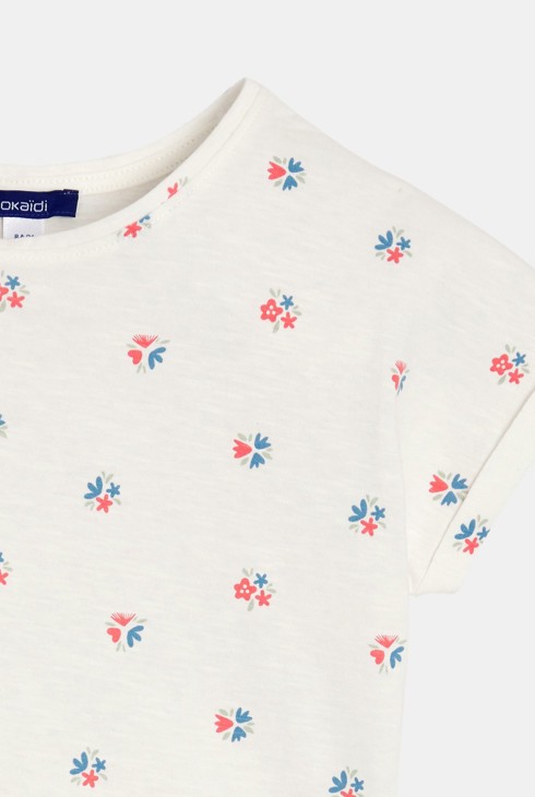 Weißes T-Shirt mit Blumenmotiv für Mädchen