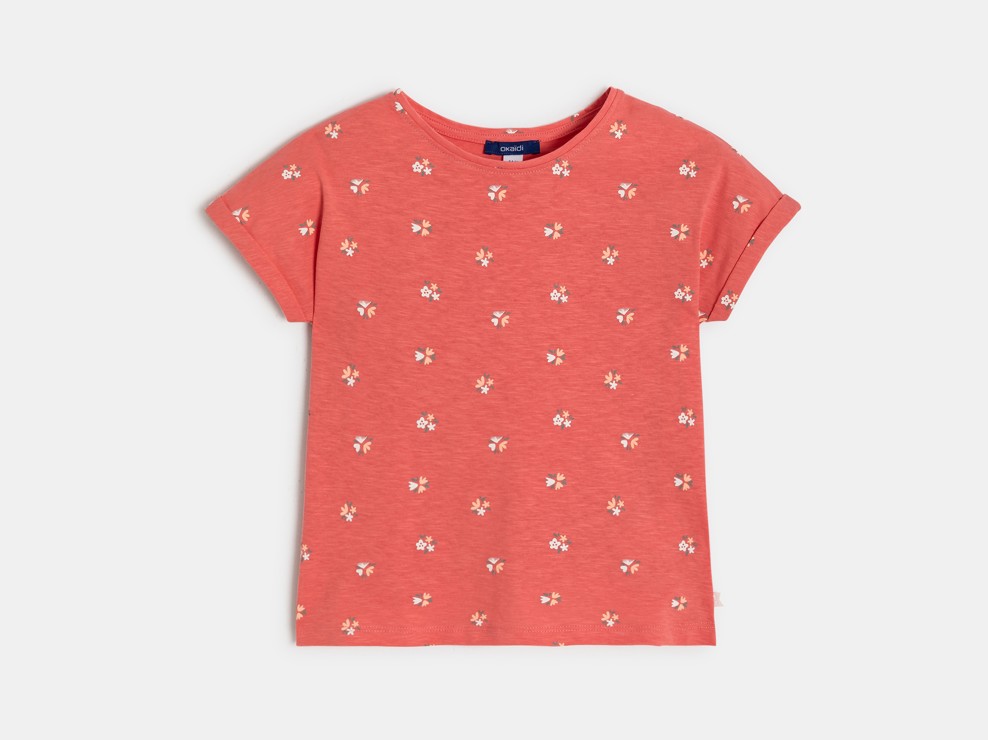 T-shirt rosa con motivo a fiori bambina 2