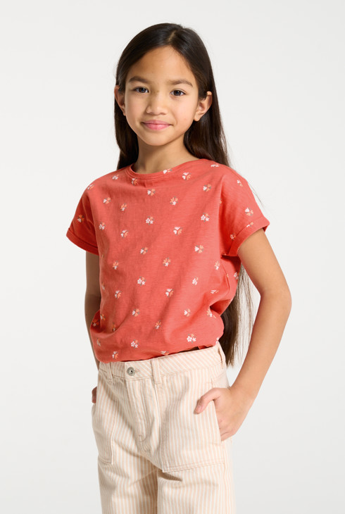 T-shirt fleuri rose fille 1